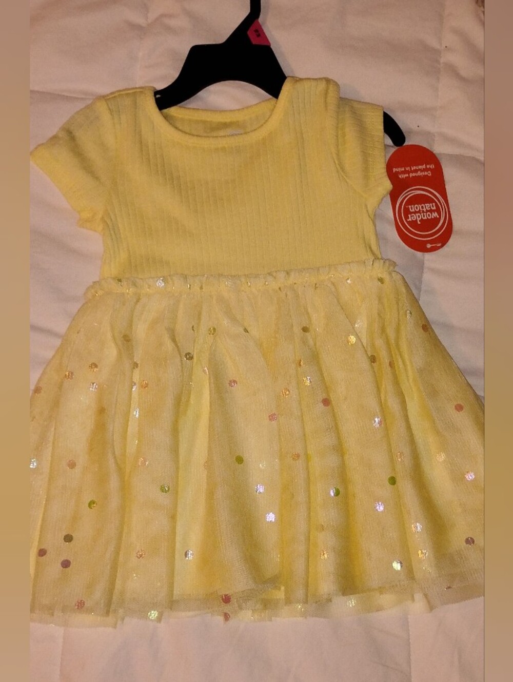 Nwt wonder nation Yellow Polka Dot Tulle Dress for Girls 18 Months